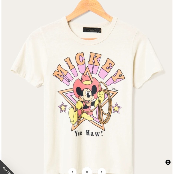 Junk Food Clothing Tops - Junkfood Clothing Vintage Disney Western WOMENs MICKEY RODEO TEE Tshirt Top